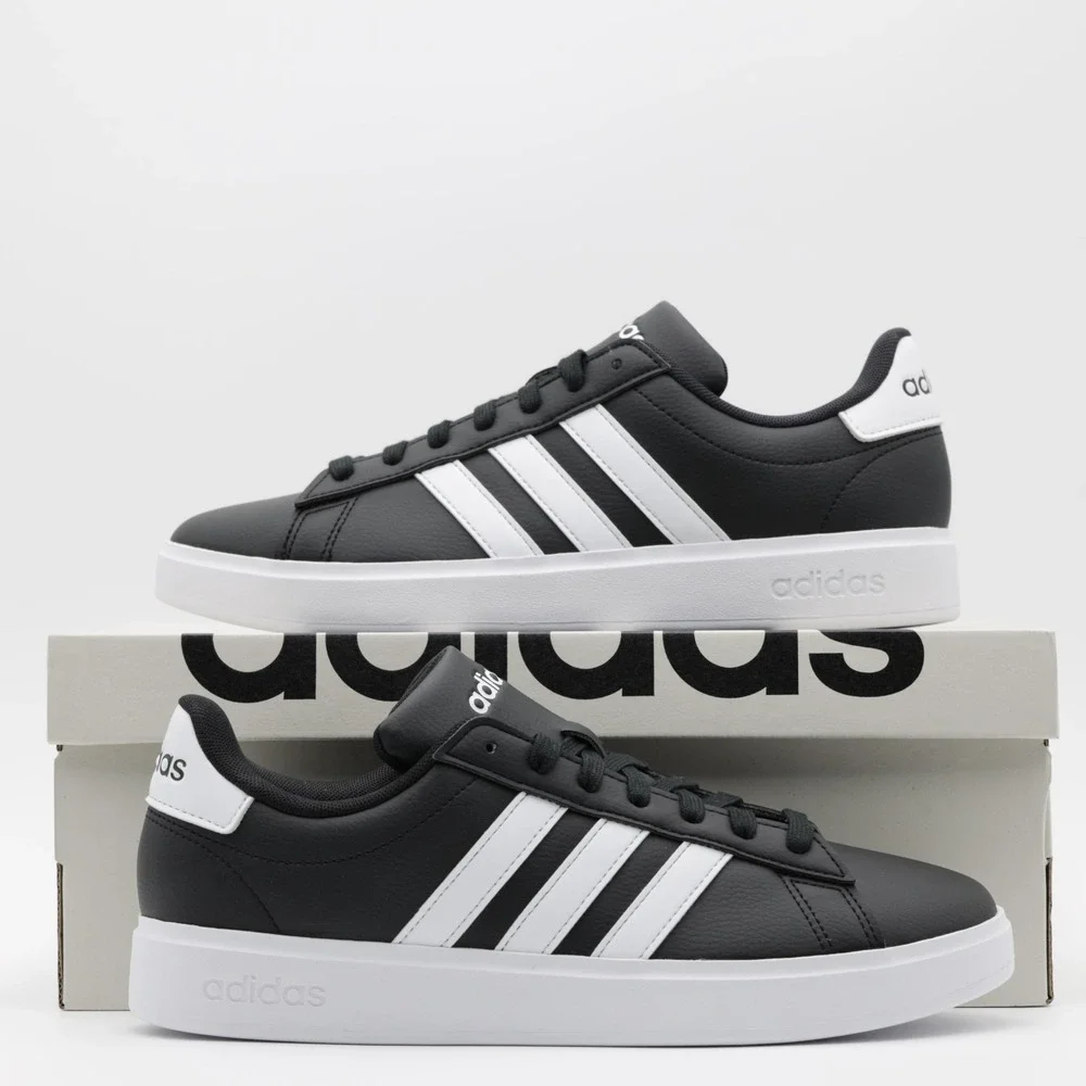 Adidas Men's Classic 3 Stripe Comfort Cushioned Grand Court 2.0 Shoes Black‎ 10